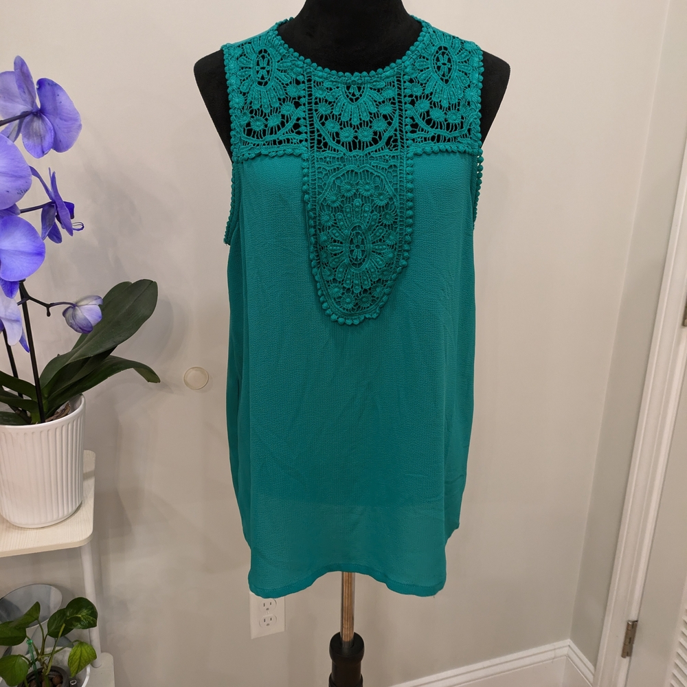 Halogen Green Embellished Relaxed Blouse Size L